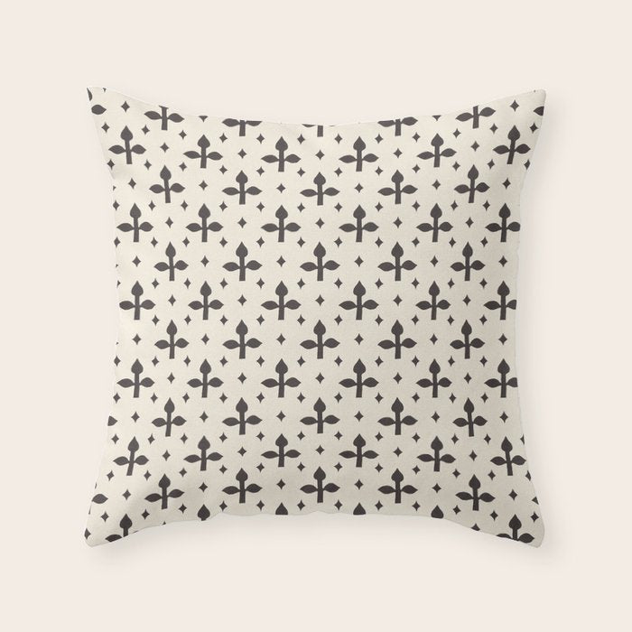 Classic Monochrome Leaf Motif Throw Pillow Gallery Image 6
