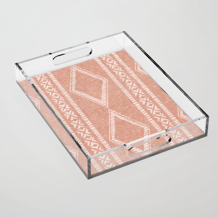 oceania diamond stripes - terracotta Acrylic Tray Gallery Image 1