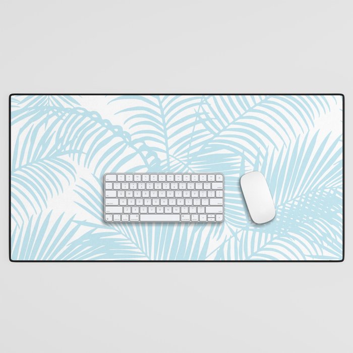 Pastel blue modern simple tropical palm tree Desk Mat Gallery Image 1