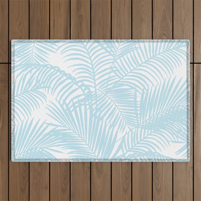 Pastel blue modern simple tropical palm tree Outdoor Rug Gallery Image 1