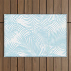 Pastel blue modern simple tropical palm tree Outdoor Rug Gallery Image 1