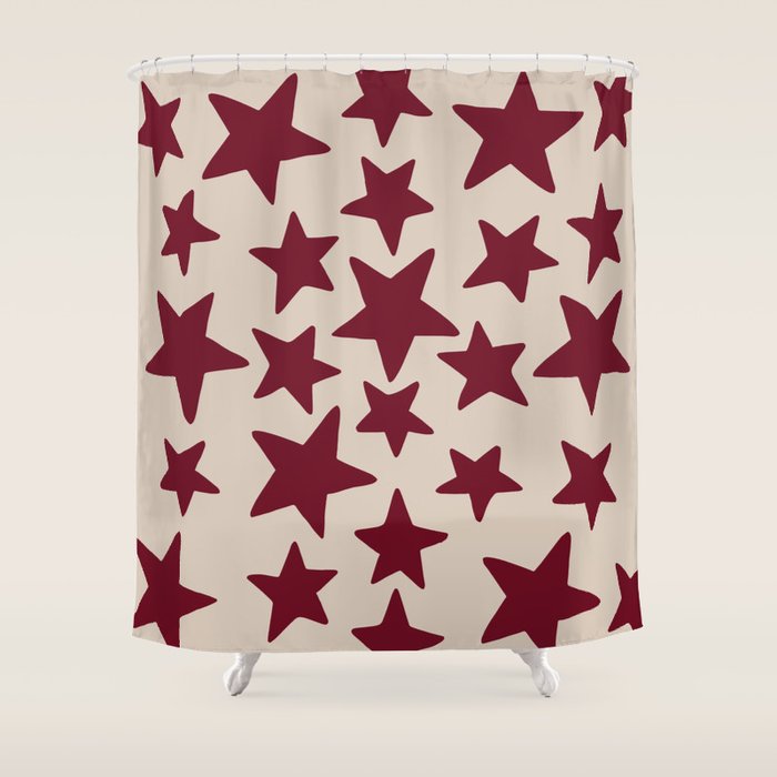 Wine Wonky Stars Shower Curtain Gallery Image 1