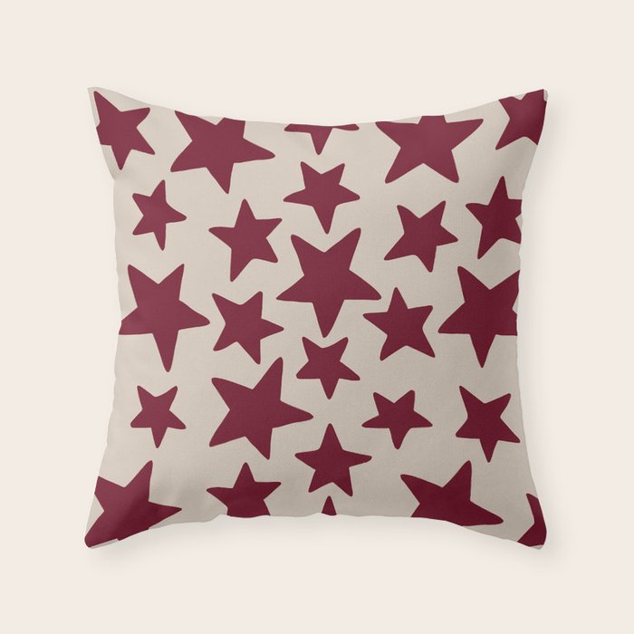 Wine Wonky Stars Throw Pillow Gallery Image 1