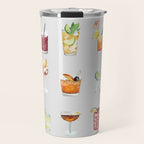 Classic Watercolor Cocktails Drinks Travel Mug Gallery Image 1