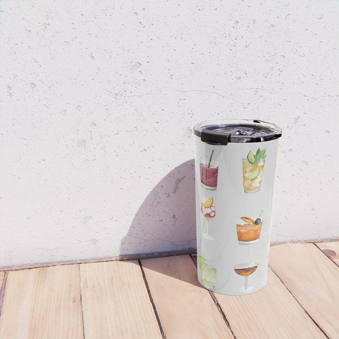 Classic Watercolor Cocktails Drinks Travel Mug Gallery Image 4