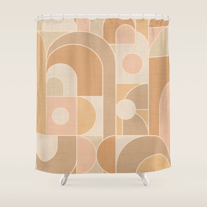 Abstract Bauhaus Shapes - Neutral Colors Shower Curtain Gallery Image 1