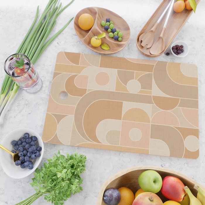 Abstract Bauhaus Shapes - Neutral Colors Cutting Board Gallery Image 2