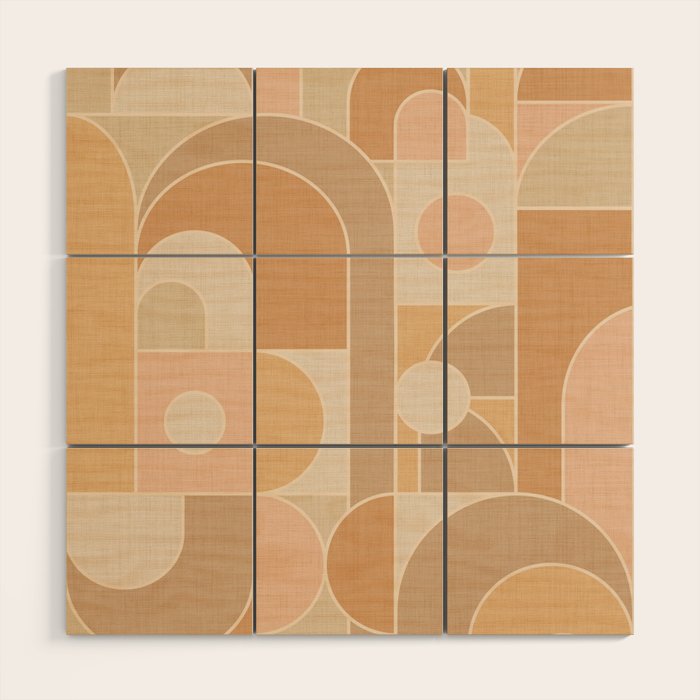 Abstract Bauhaus Shapes - Neutral Colors Wood Wall Art Gallery Image 1