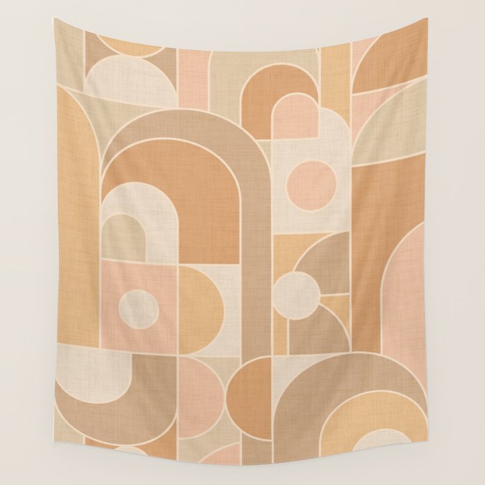 Abstract Bauhaus Shapes - Neutral Colors Wall Tapestry Gallery Image 1