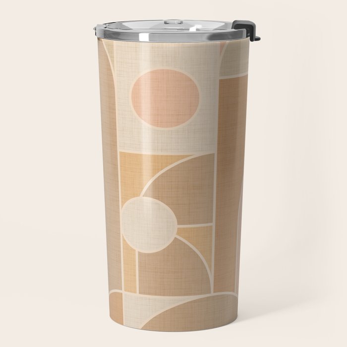 Abstract Bauhaus Shapes - Neutral Colors Travel Mug Gallery Image 2