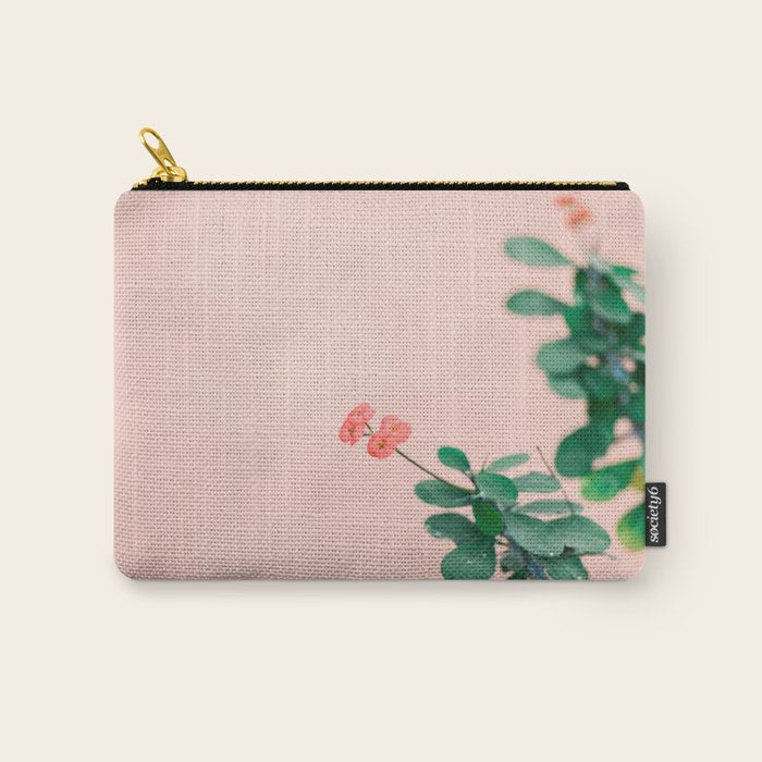 Floral photography print | Green on coral | Botanical photo art Carry All Pouch Gallery Image 1