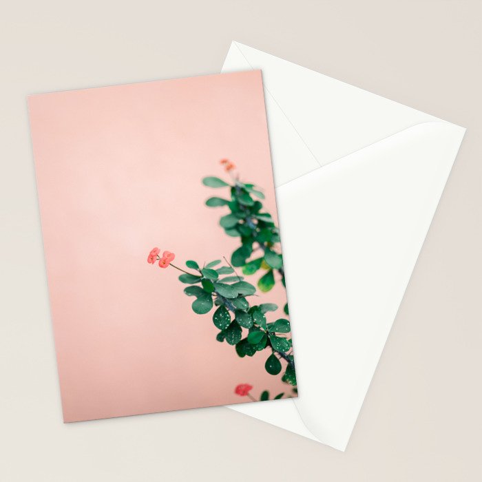 Floral photography print | Green on coral | Botanical photo art Stationery Card Gallery Image 2