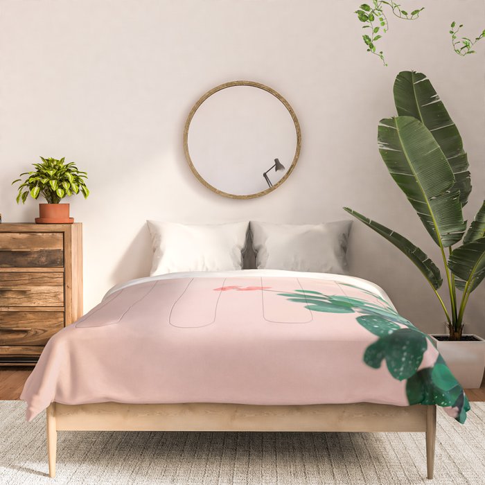 Floral photography print | Green on coral | Botanical photo art Comforter Gallery Image 3