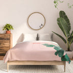Floral photography print | Green on coral | Botanical photo art Comforter Gallery Image 3