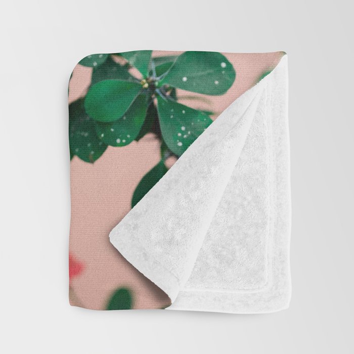 Floral photography print | Green on coral | Botanical photo art Throw Blanket Gallery Image 3