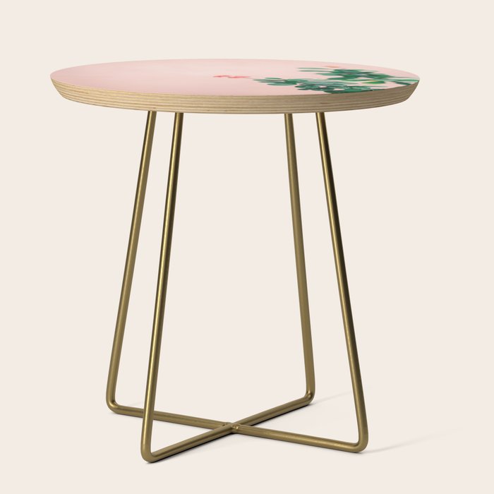 Floral photography print | Green on coral | Botanical photo art Side Table Gallery Image 1