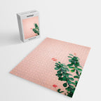 Floral photography print | Green on coral | Botanical photo art Jigsaw Puzzle Gallery Image 2
