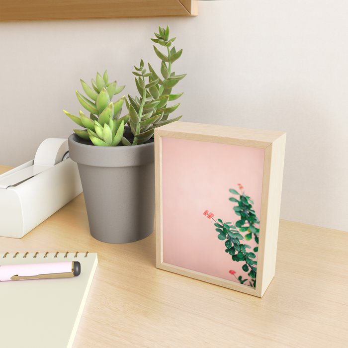 Floral photography print | Green on coral | Botanical photo art Mini Art Print Gallery Image 2