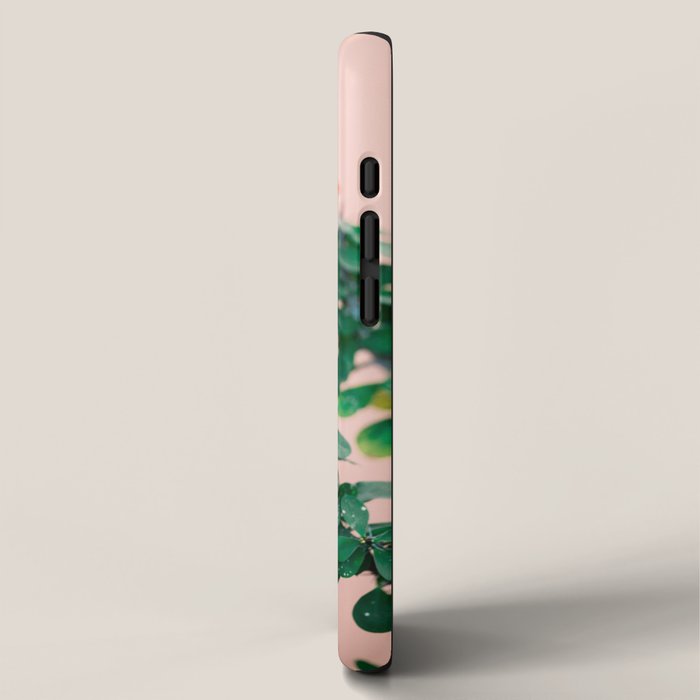 Floral photography print | Green on coral | Botanical photo art iPhone Case Gallery Image 2