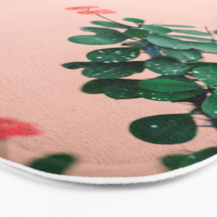 Floral photography print | Green on coral | Botanical photo art Bath Mat Gallery Image 3