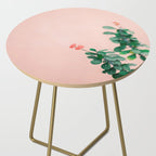 Floral photography print | Green on coral | Botanical photo art Side Table Gallery Image 2
