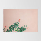 Floral photography print | Green on coral | Botanical photo art Rug Gallery Image 2