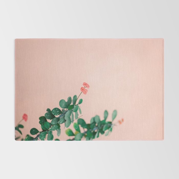 Floral photography print | Green on coral | Botanical photo art Rug Gallery Image 2