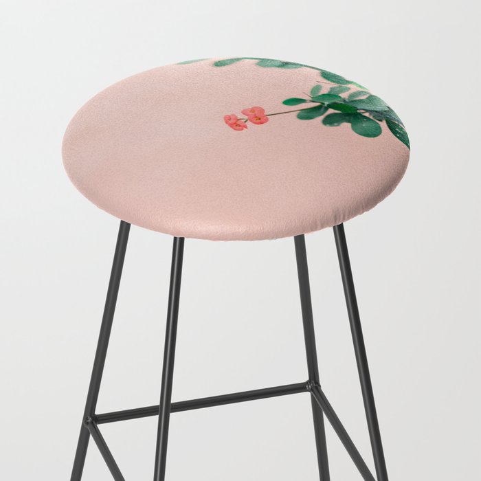 Floral photography print | Green on coral | Botanical photo art Stool Gallery Image 2