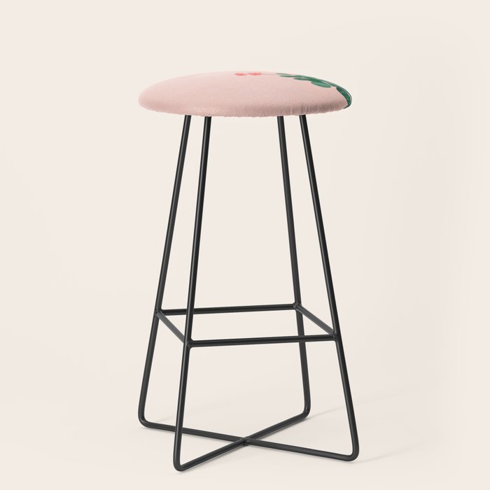 Floral photography print | Green on coral | Botanical photo art Stool Gallery Image 1