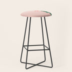 Floral photography print | Green on coral | Botanical photo art Stool Gallery Image 1