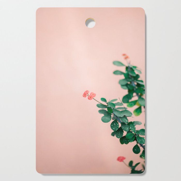 Floral photography print | Green on coral | Botanical photo art Cutting Board Gallery Image 1