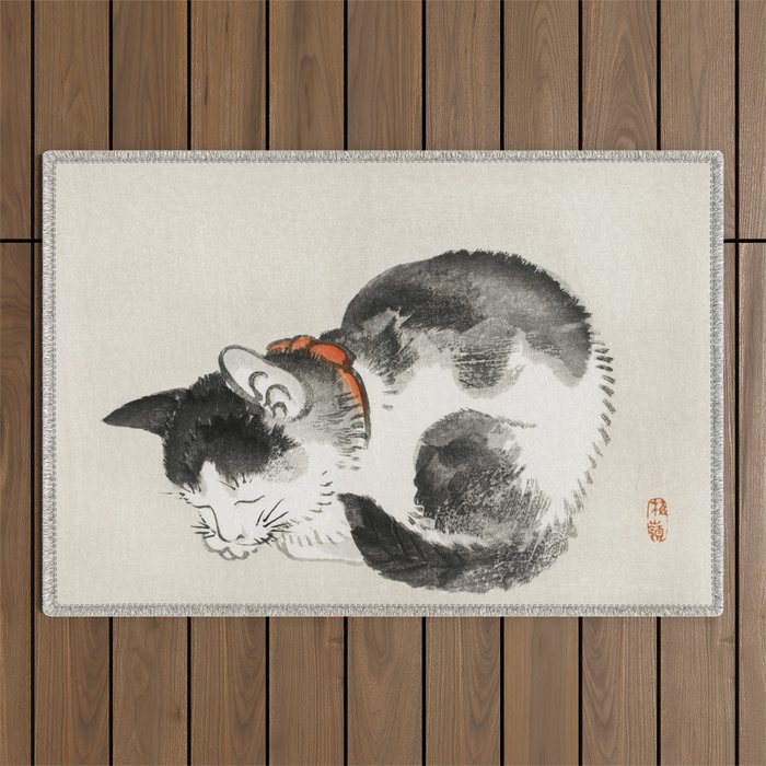 Sleeping cat by KÅno Bairei Outdoor Rug Gallery Image 1
