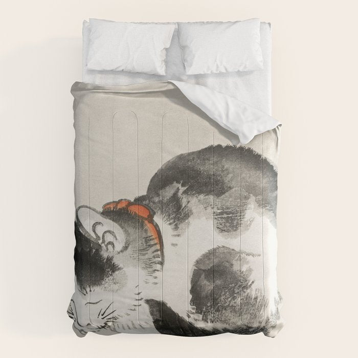 Sleeping cat by KÅno Bairei Comforter Gallery Image 1