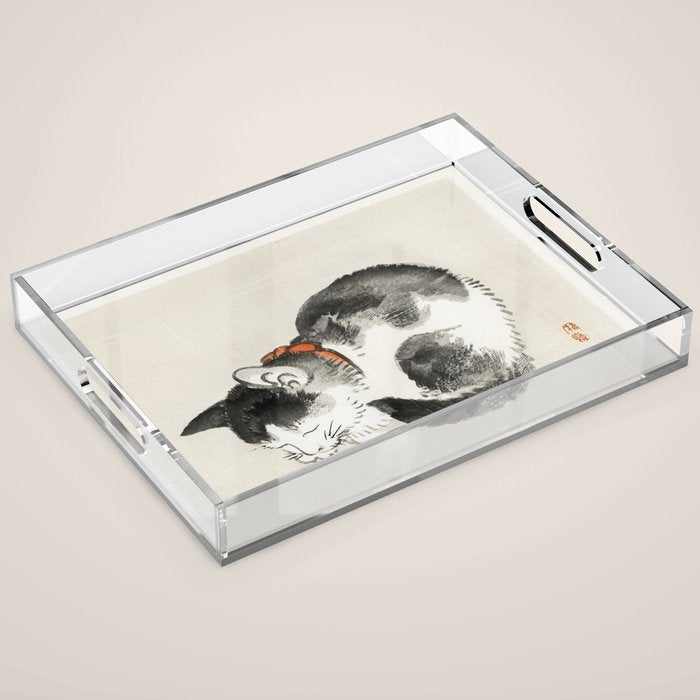 Sleeping cat by KÅno Bairei Acrylic Tray Gallery Image 1