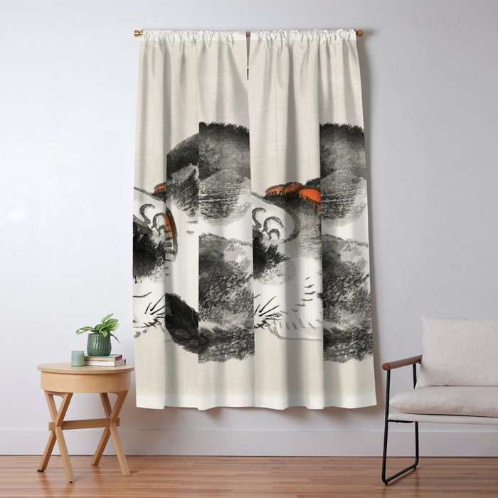 Sleeping cat by KÅno Bairei Window Curtain Gallery Image 1