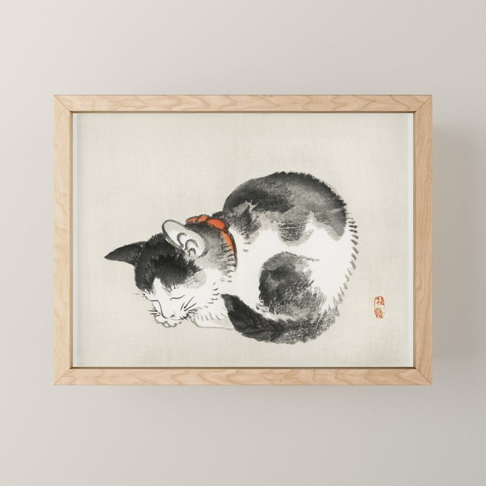 Sleeping cat by KÅno Bairei Mini Art Print Gallery Image 1