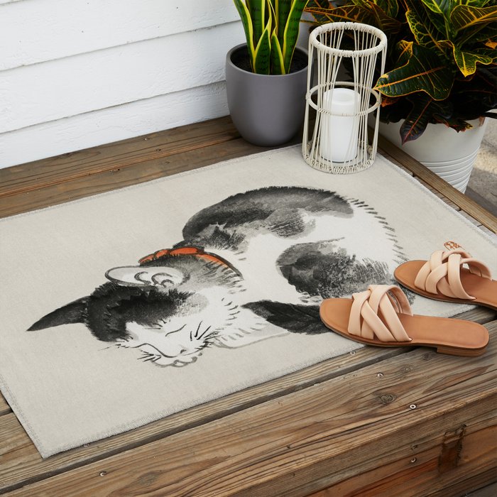 Sleeping cat by KÅno Bairei Outdoor Rug Gallery Image 2