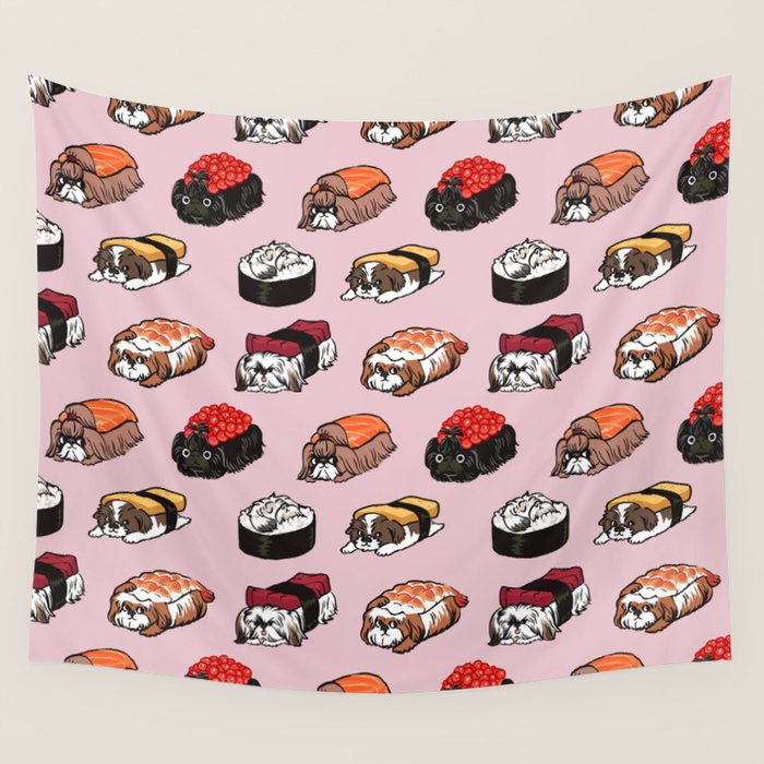 Sushi Shih Tzu Wall Tapestry Gallery Image 4