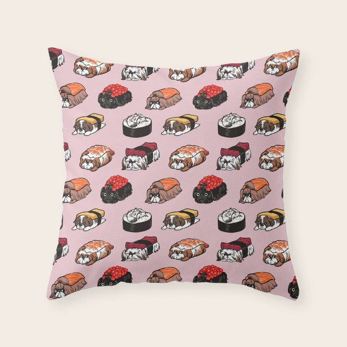Sushi Shih Tzu Throw Pillow Gallery Image 6