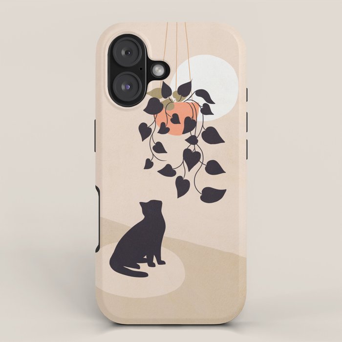Hanging out with you forever - Cat, Plant and Moon iPhone Case Gallery Image 1