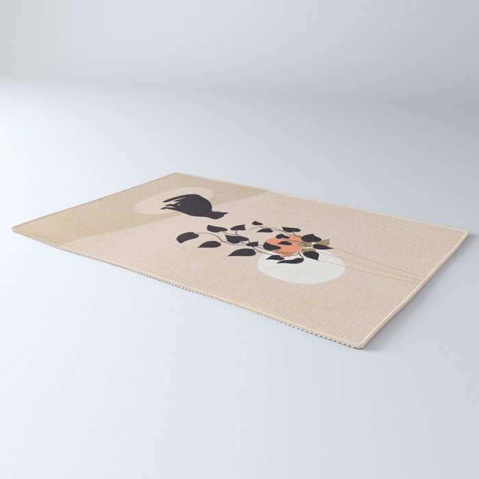 Hanging out with you forever - Cat, Plant and Moon Rug Gallery Image 3