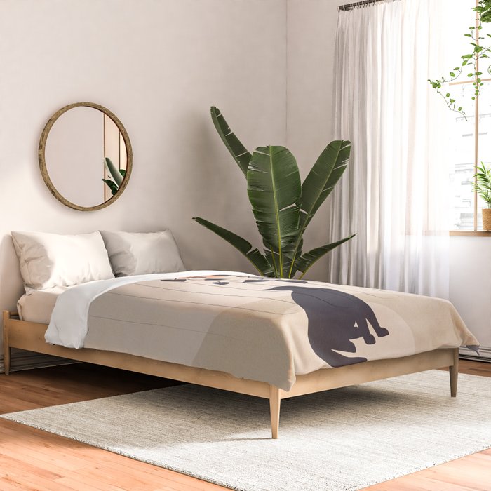 Hanging out with you forever - Cat, Plant and Moon Comforter Gallery Image 2