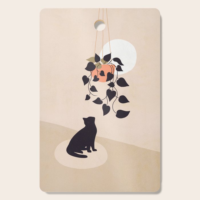 Hanging out with you forever - Cat, Plant and Moon Cutting Board Gallery Image 1
