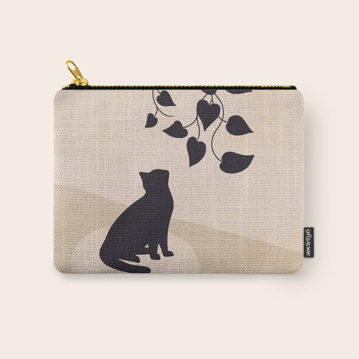 Hanging out with you forever - Cat, Plant and Moon Carry All Pouch Gallery Image 1