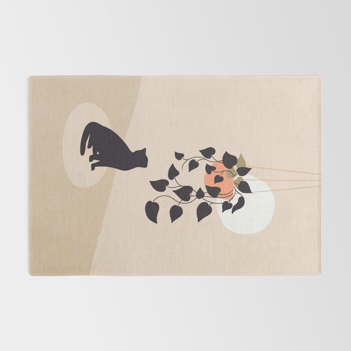 Hanging out with you forever - Cat, Plant and Moon Rug Gallery Image 2