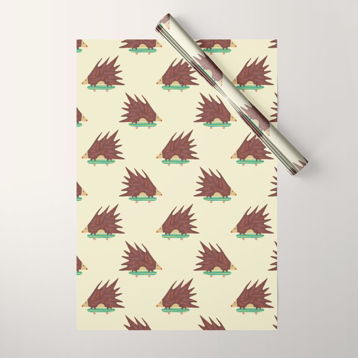 Hedgehog in hair raising speed Wrapping Paper Gallery Image 1