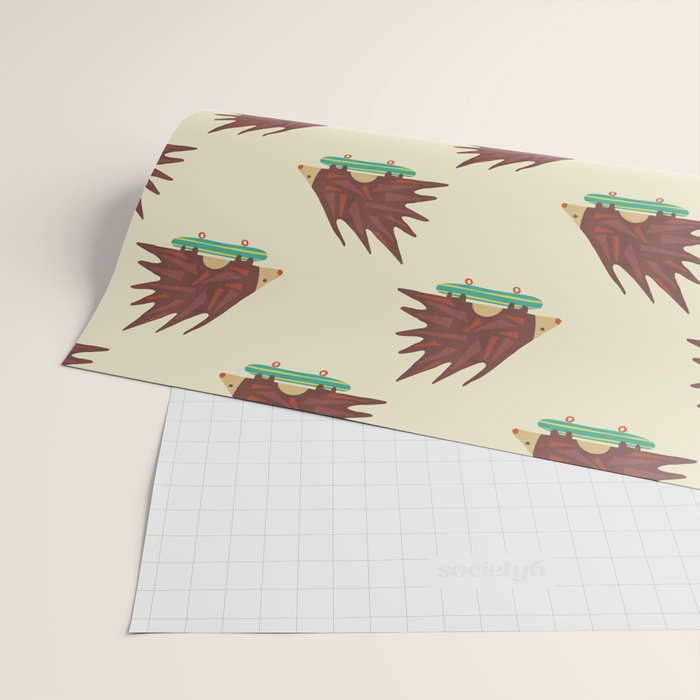 Hedgehog in hair raising speed Wrapping Paper Gallery Image 2