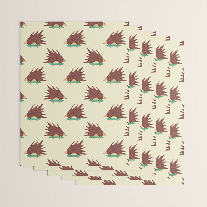 Hedgehog in hair raising speed Wrapping Paper Gallery Image 3