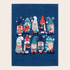 Let it gnome // blue background little Santa's helpers preparing for Christmas neon red classic oxford and pastel blue dressed gnomes Poster Gallery Image 4