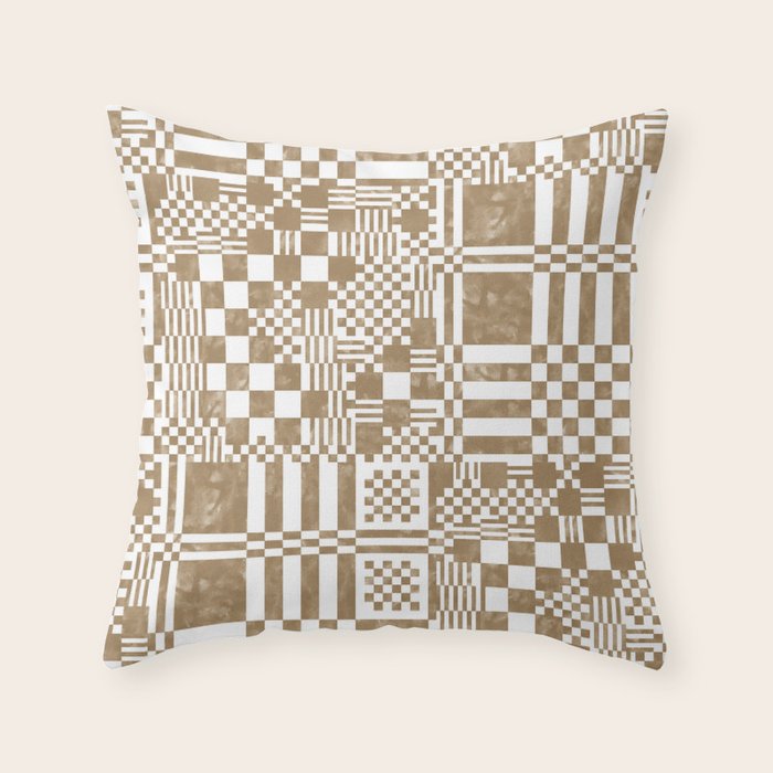 Warm Vintage Checks Throw Pillow Gallery Image 3
